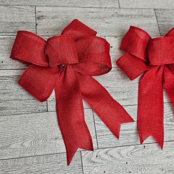 Red Bows Set of 6 Christmas Bows Tree Bows Holiday Ornament Birthday Party Decor - Picture 8 of 9
